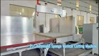 برش عمودی PLC اتوماتیک بلوک نوار اسفنجی با میز کار چرخان و چاقوی مخروطی دوتایی